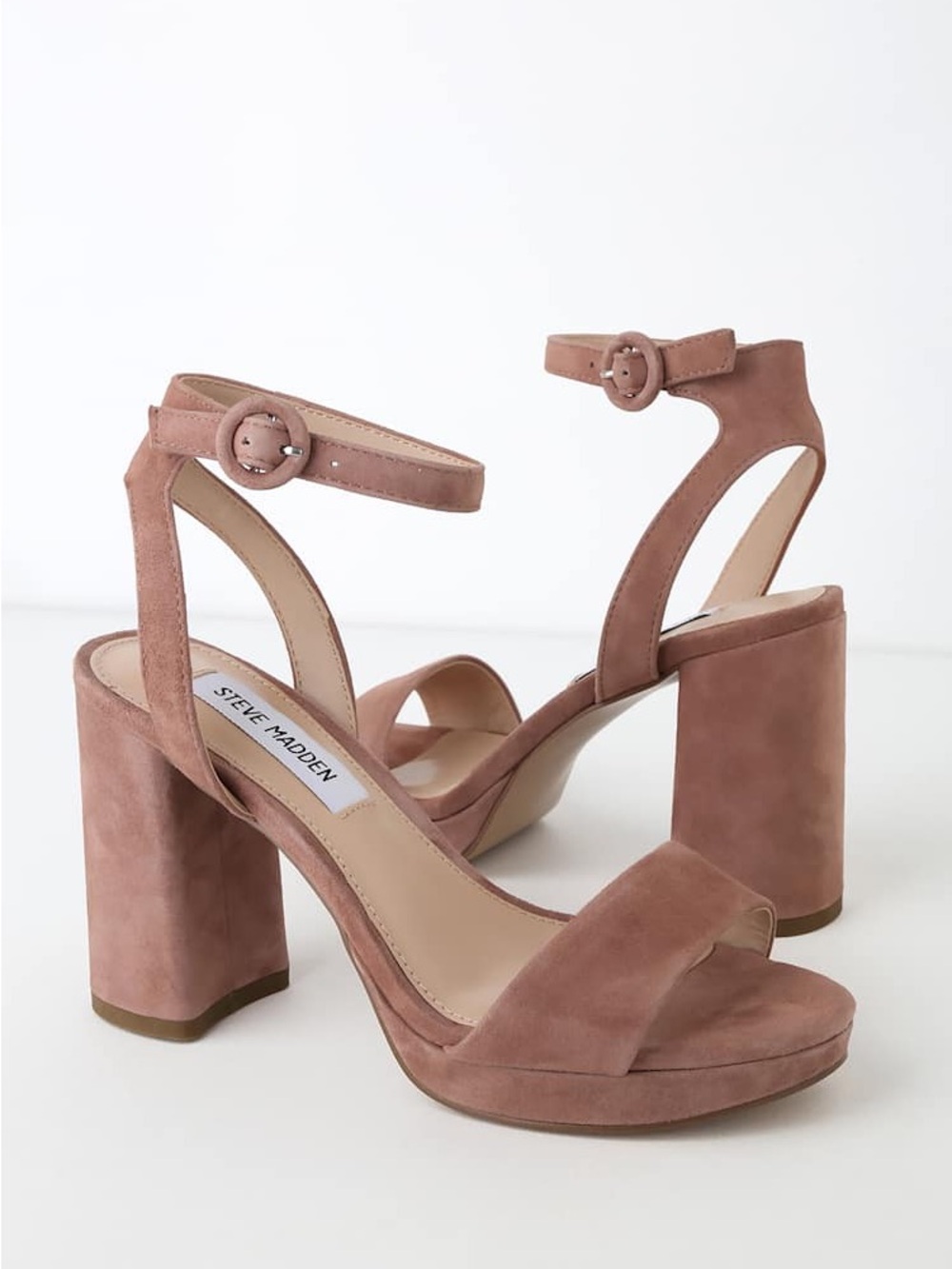 Steve Madden Blush Suede Block Heel Sandals